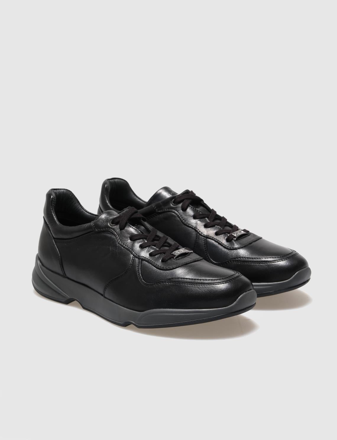 100% Genuine Leather Black Lace-up Men's Casual Shoes