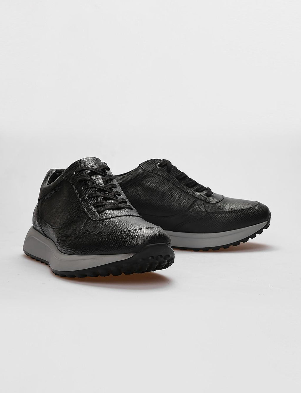 Genuine Leather Black Lace-up Men's Athletic Shoes
