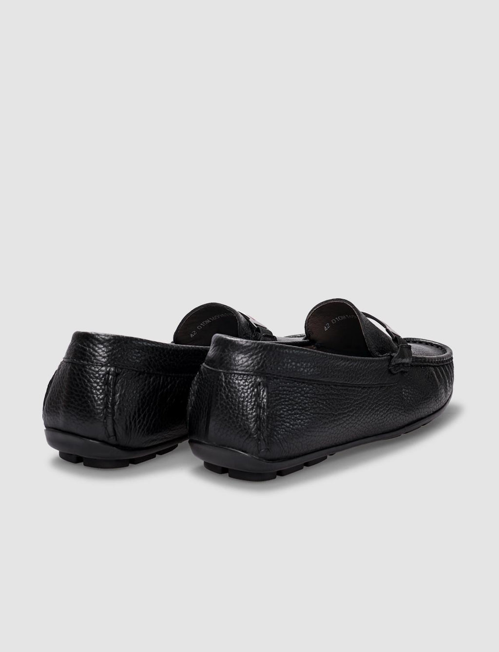 Genuine Leather Black Buckle Men's Loafer