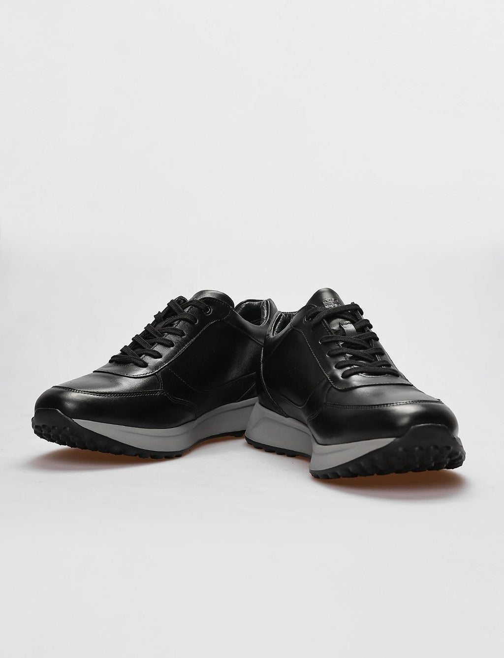 Genuine Leather Black Lace-up Men's Athletic Shoes