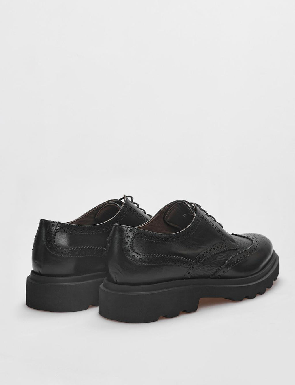 Genuine Leather Textured Black Lace-up Men's Casual Shoes