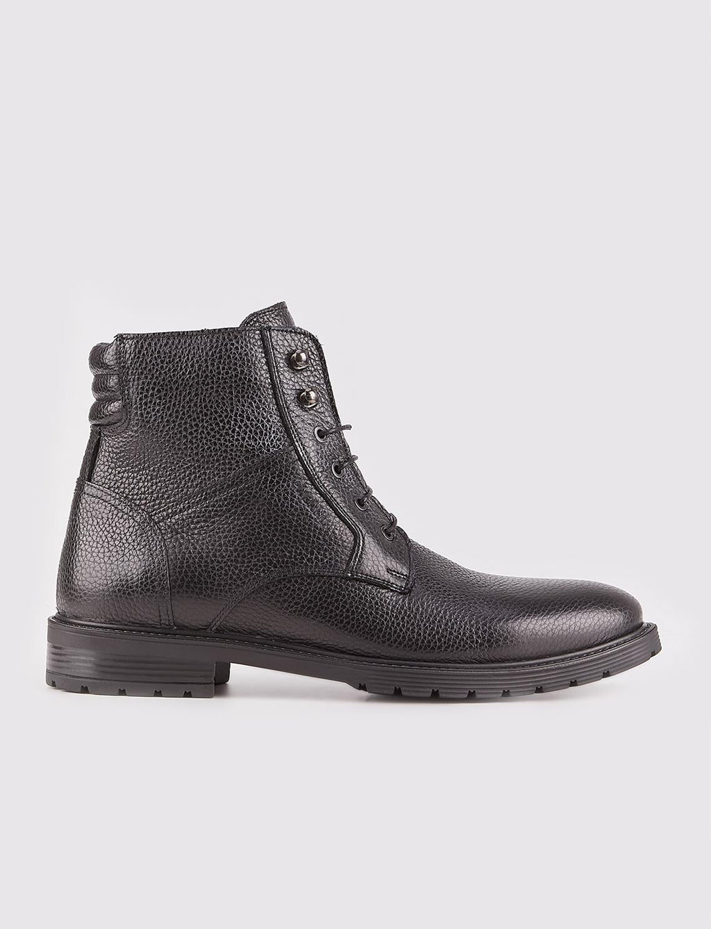 Genuine Leather Black Men's Lace-up Casual Boots
