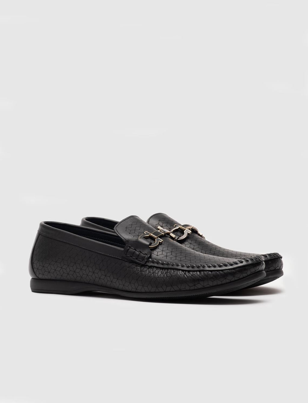 Genuine Leather Textured Black Men's Loafer (112483-1718)