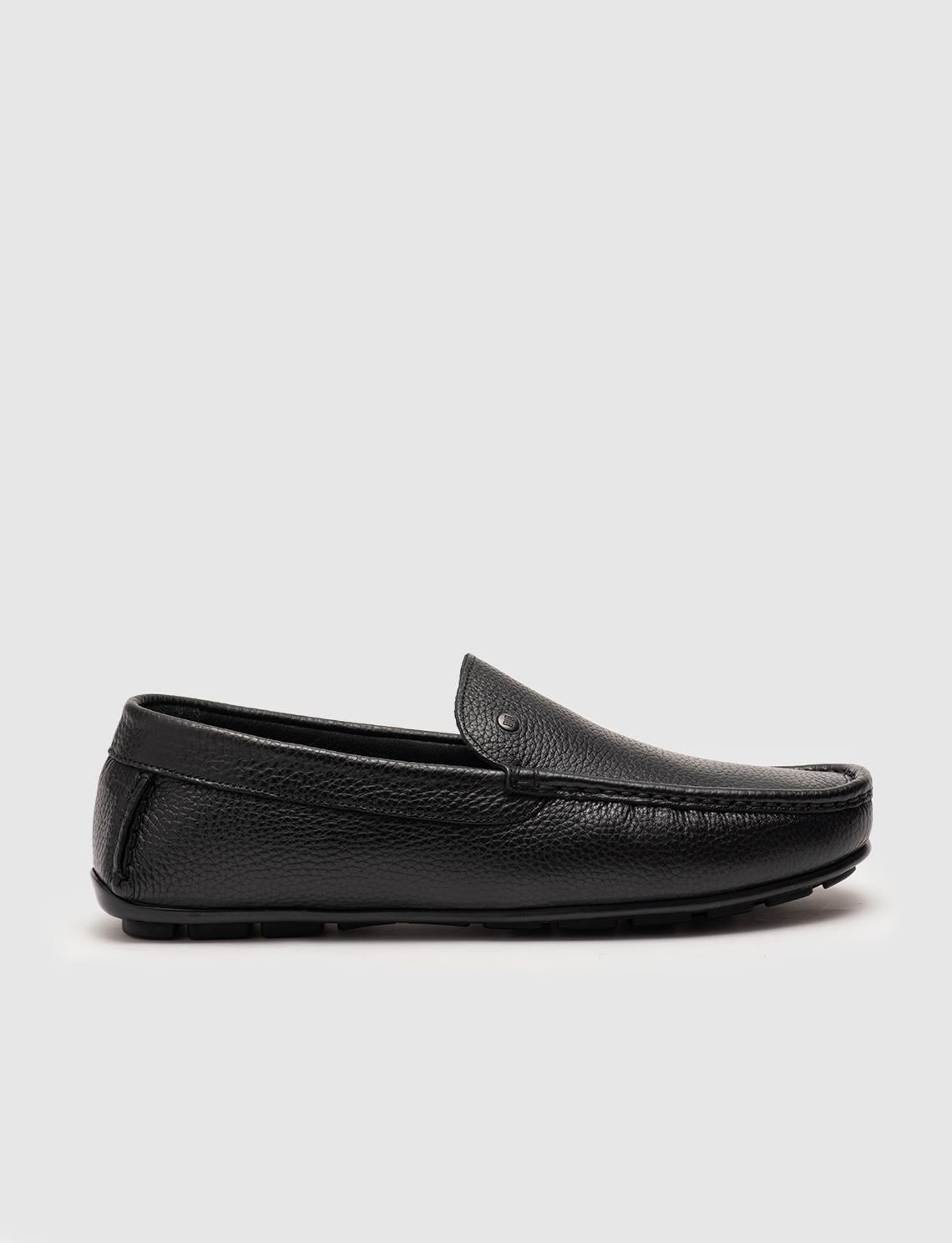 Genuine Leather Textured Black Men's Loafer (102567-198)