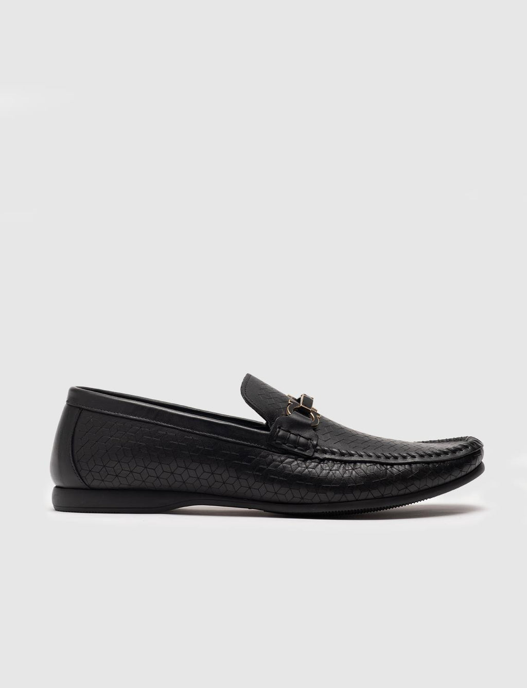 Genuine Leather Textured Black Men's Loafer (112483-1718)