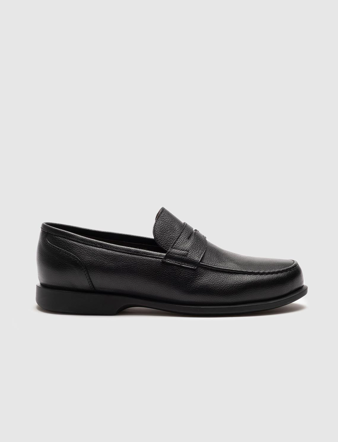 Genuine Leather Black Men's Loafer Shoes