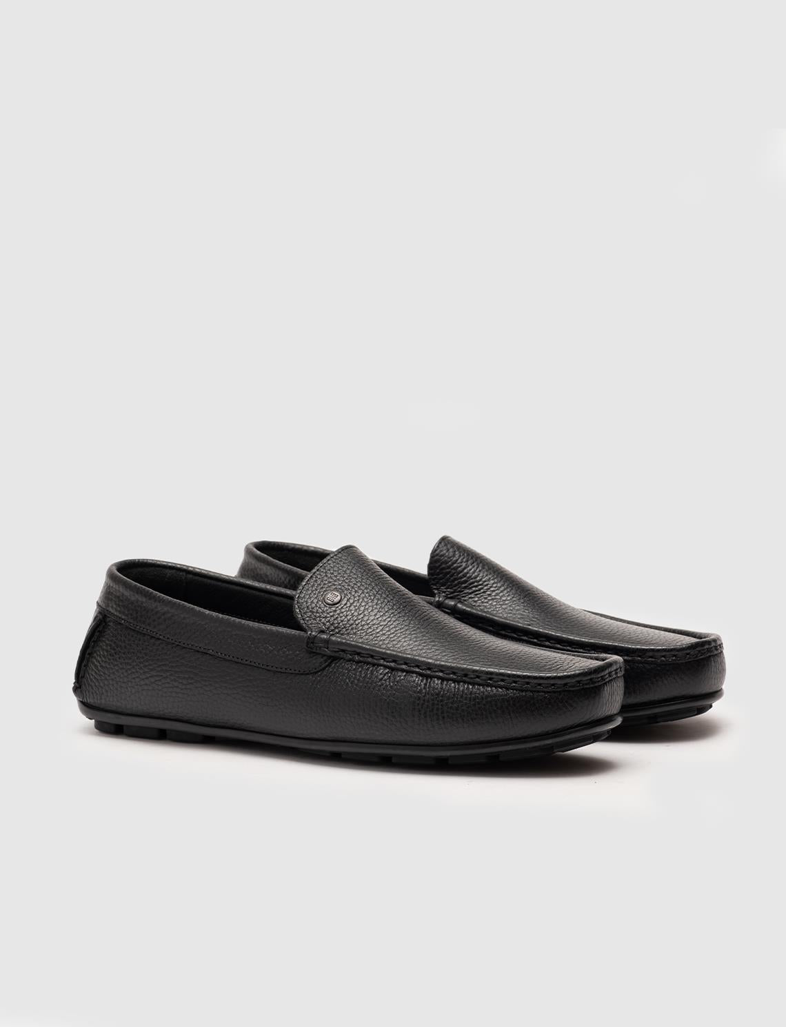 Genuine Leather Textured Black Men's Loafer (102567-198)