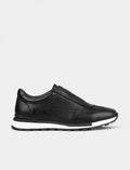 Genuine Leather Black Men's Sneaker Sports Shoes