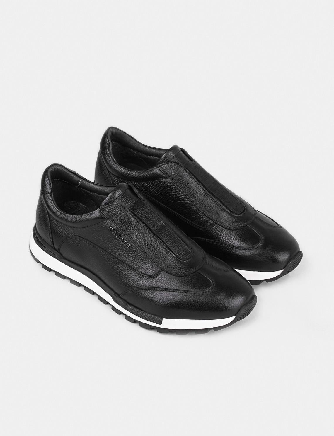 Genuine Leather Black Men's Sneaker Sports Shoes