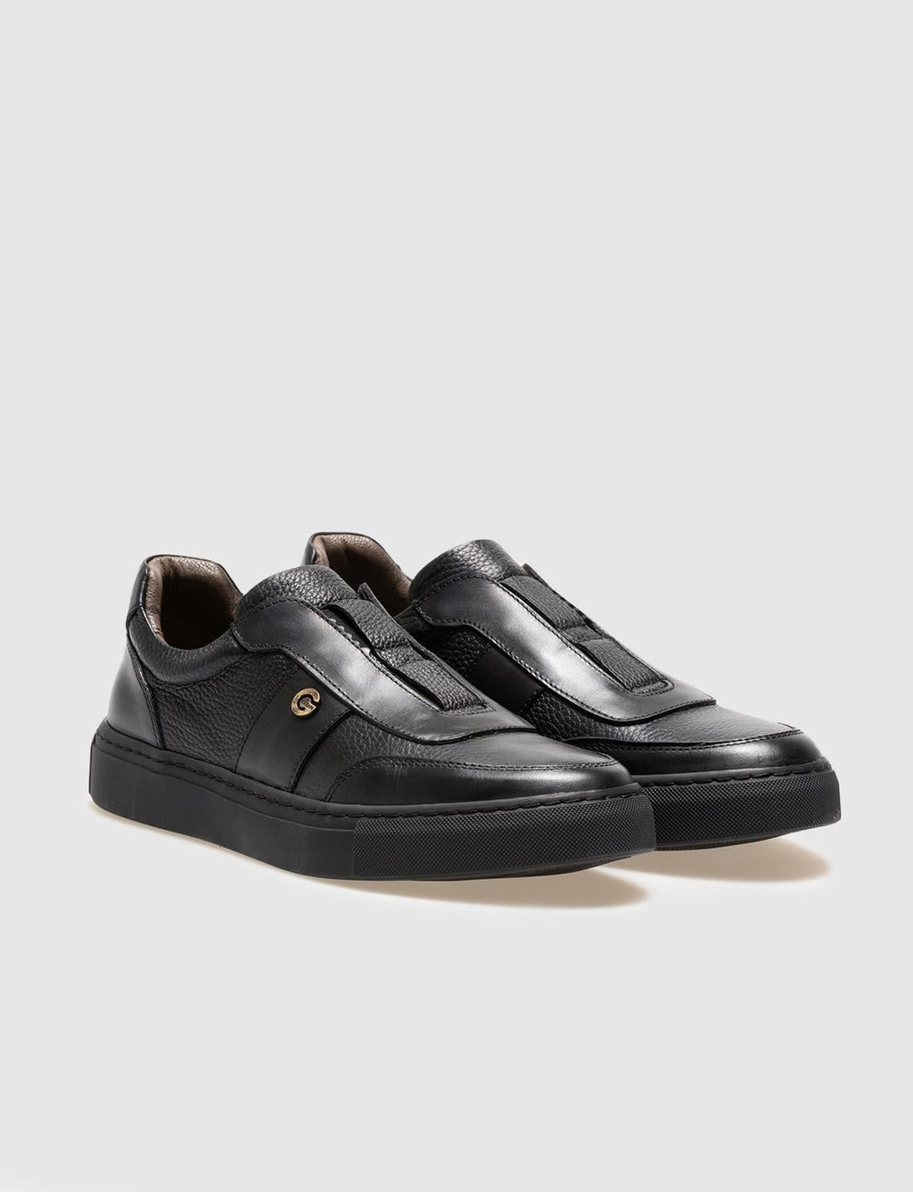 Genuine Leather Black Men's Athletic Shoes