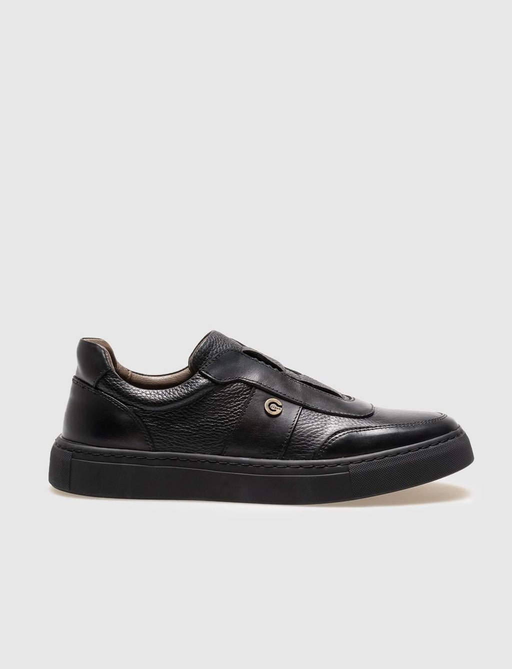Genuine Leather Black Men's Athletic Shoes