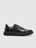 Genuine Leather Black Men's Athletic Shoes