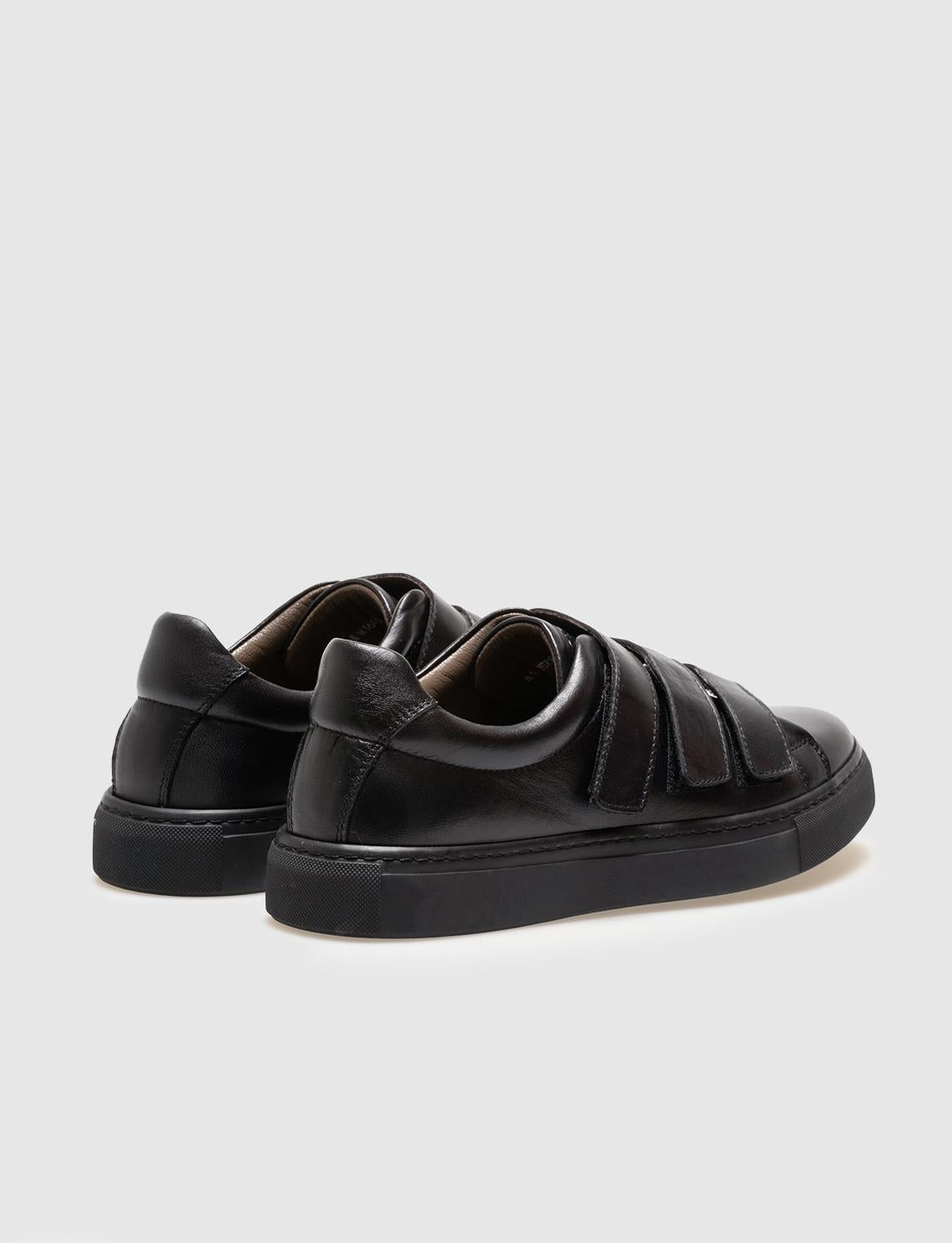 Genuine Leather Black Men's Athletic Shoes