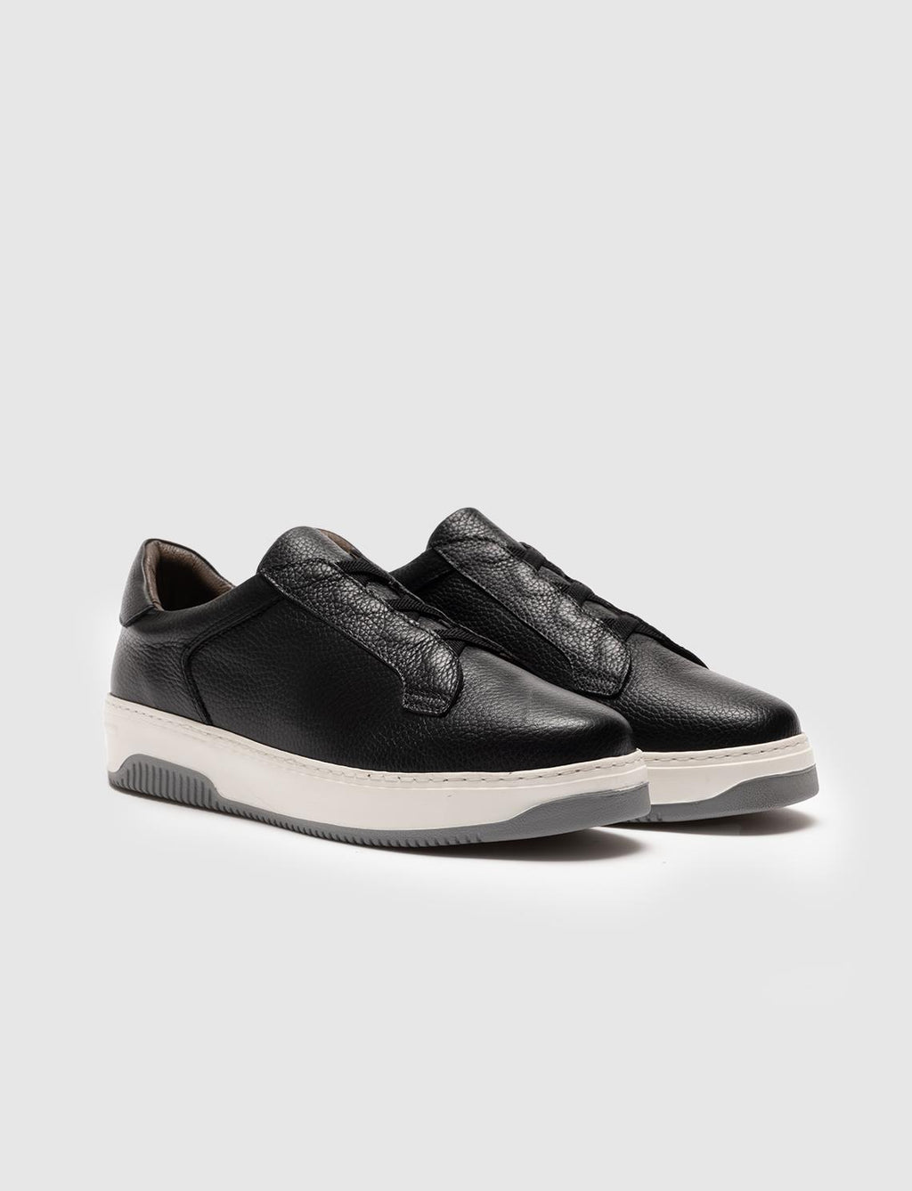 Genuine Leather Black Men's Athletic Shoes