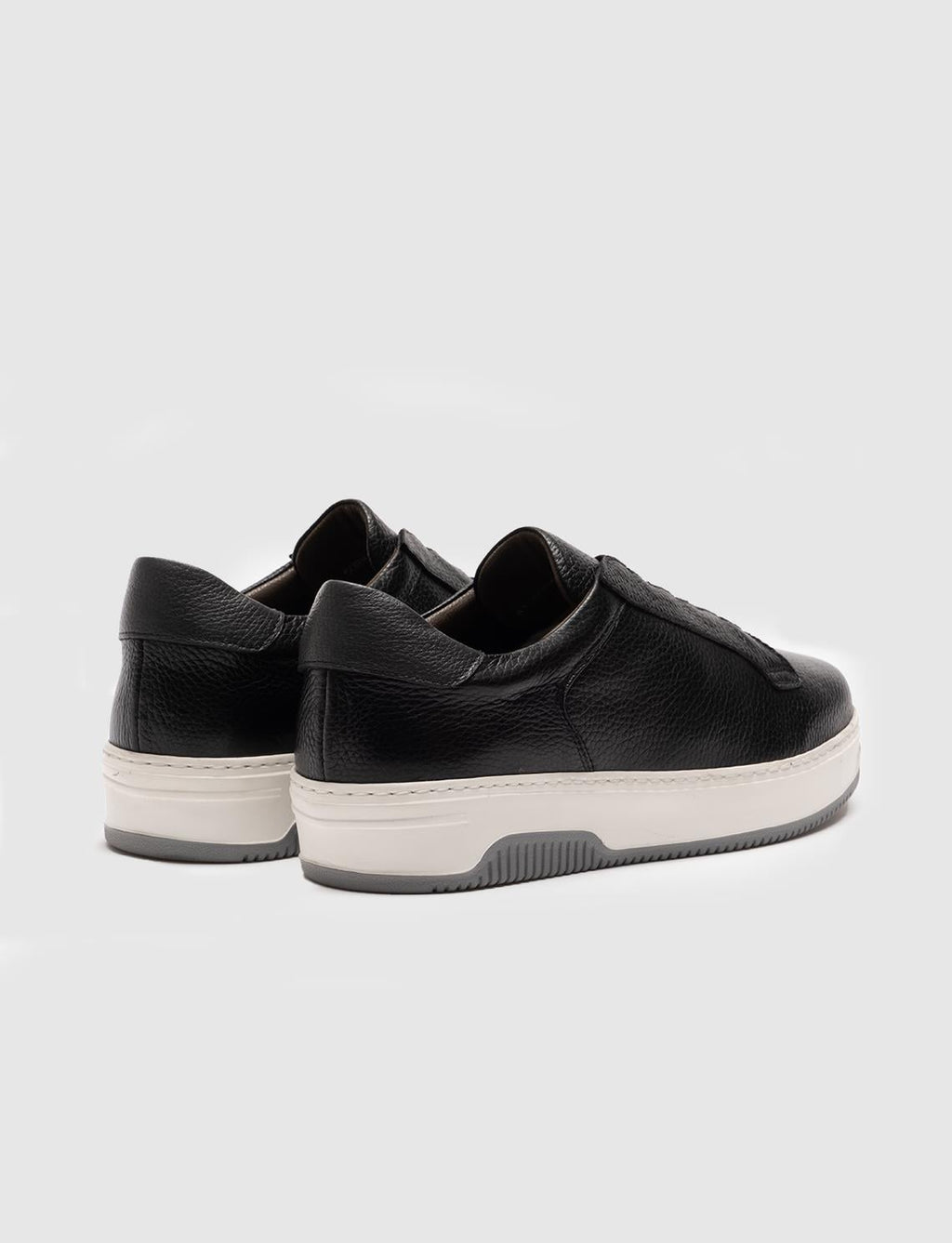 Genuine Leather Black Men's Athletic Shoes