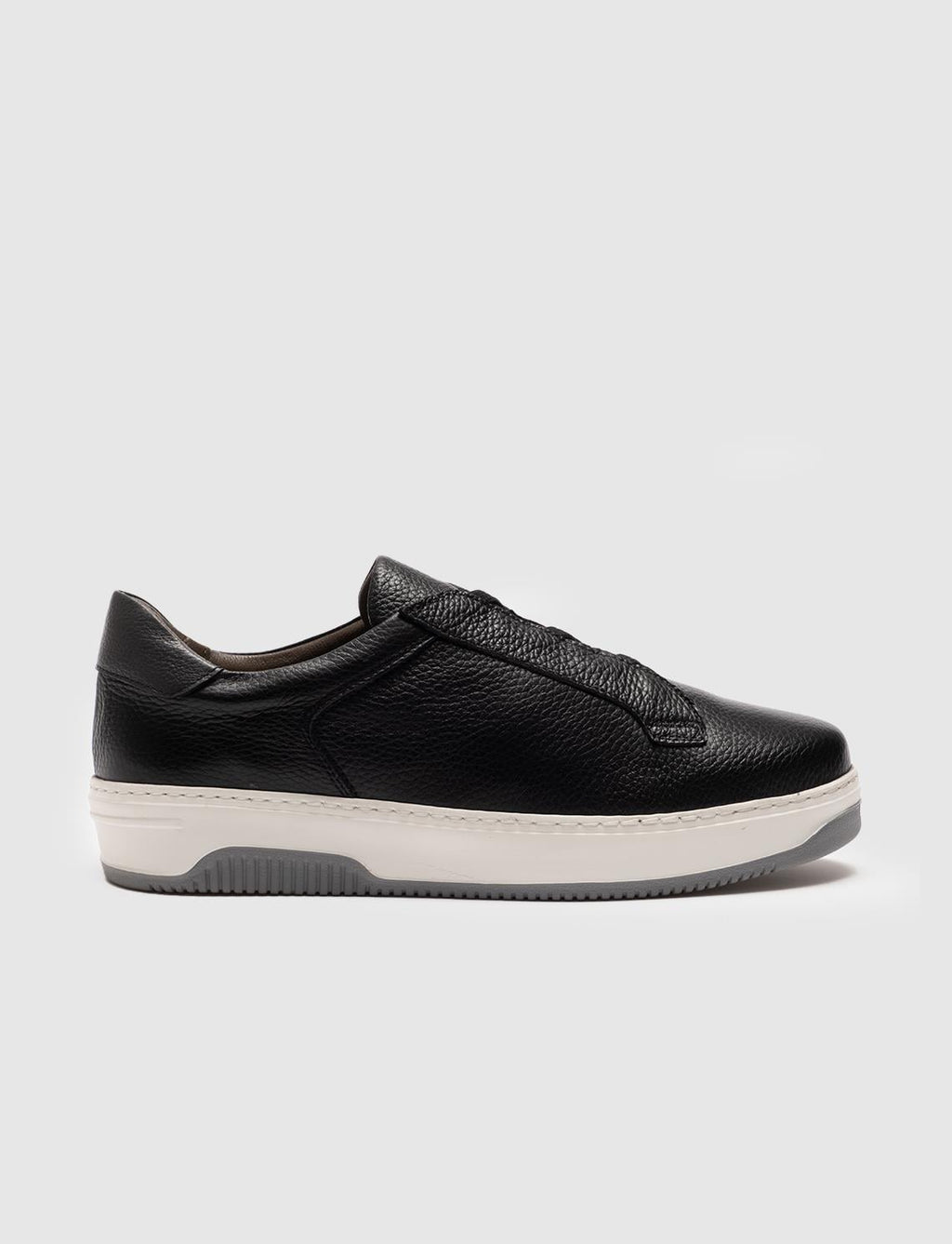 Genuine Leather Black Men's Athletic Shoes