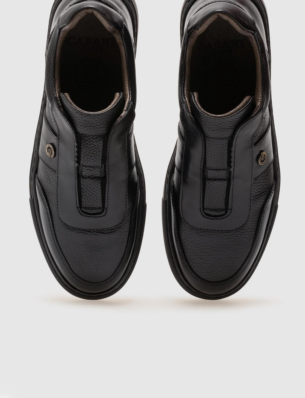 Genuine Leather Black Men's Athletic Shoes