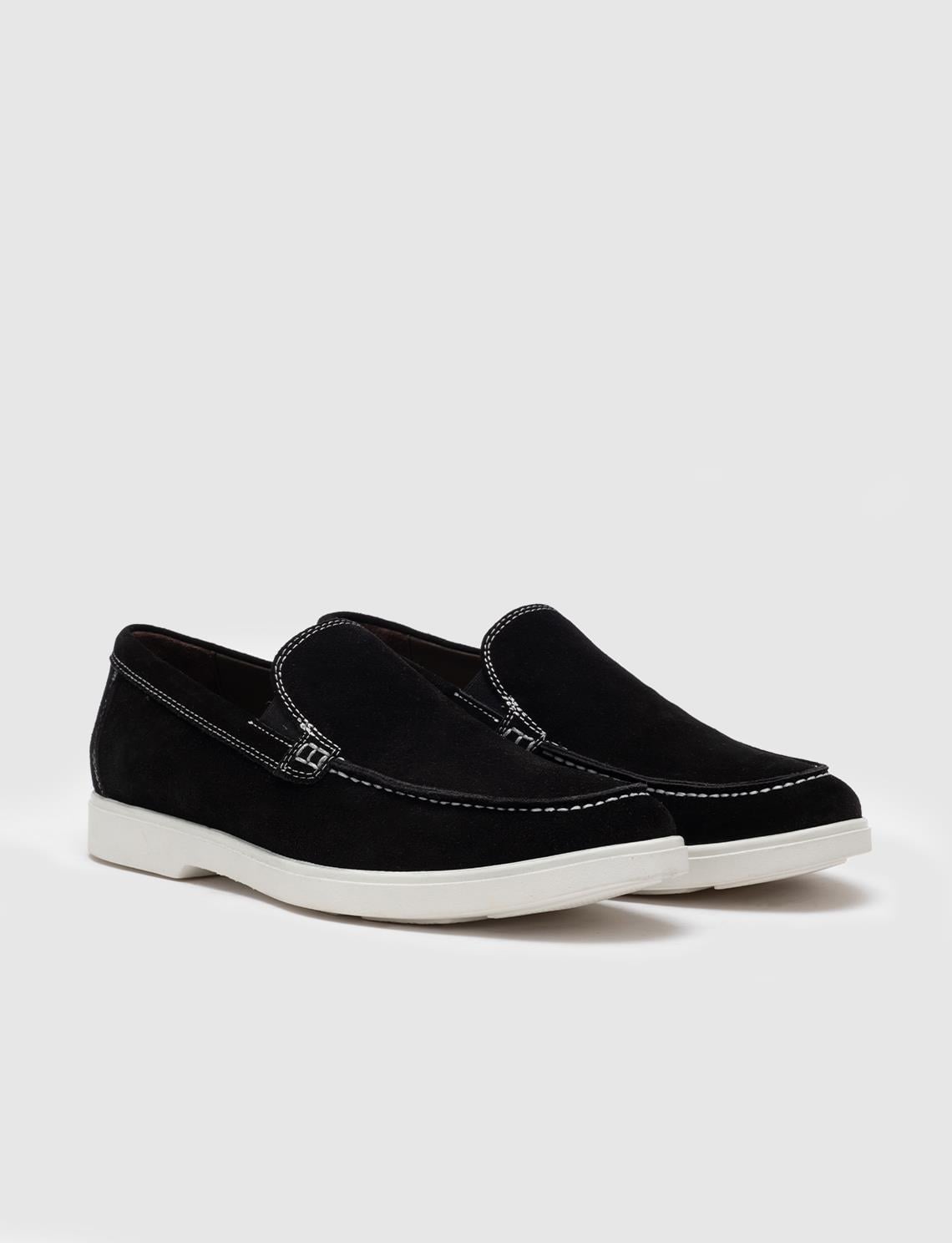 Genuine Leather Black Men's Suede Casual Shoes