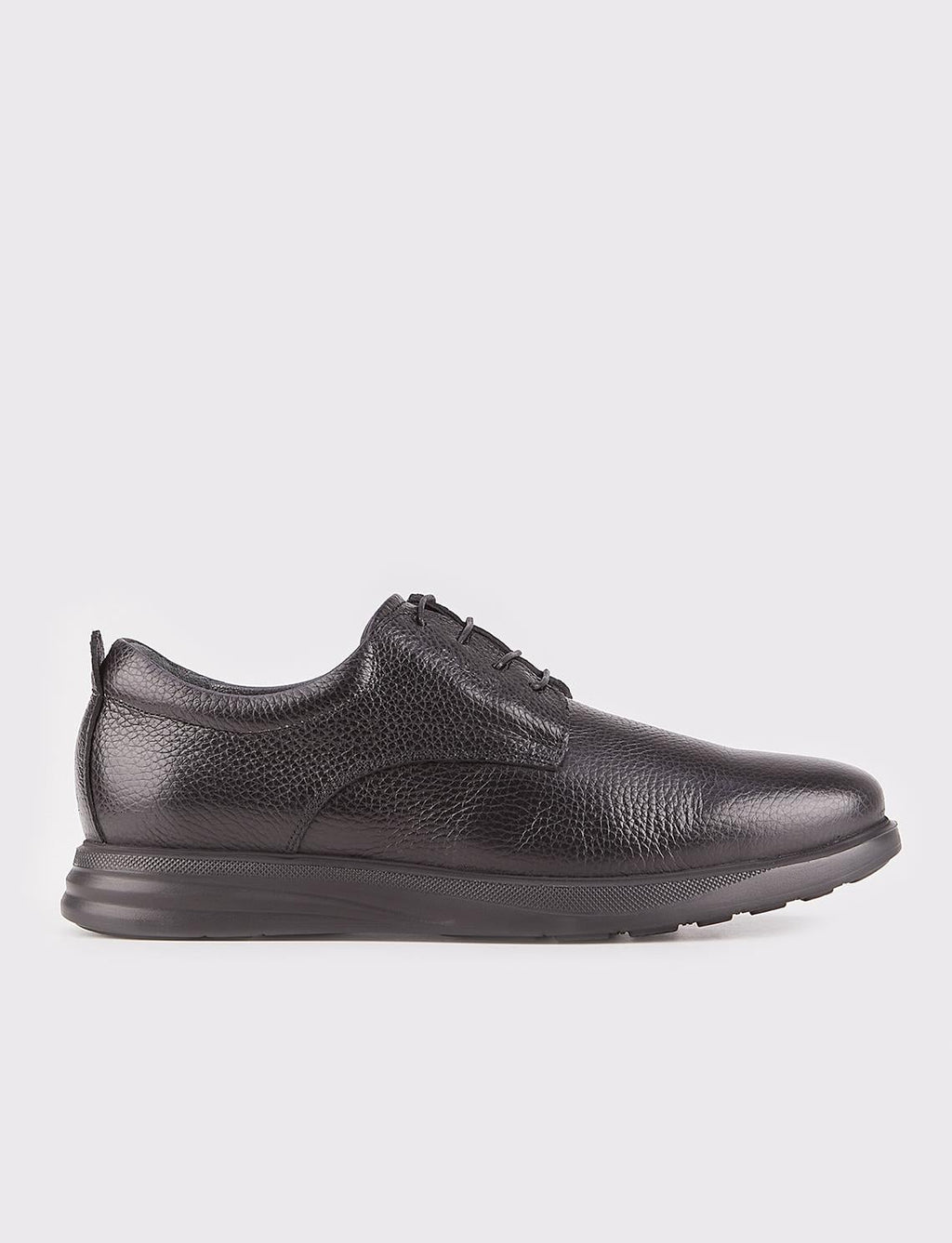 Genuine Leather Black EVA Sole Lace-up Men's Casual Shoes