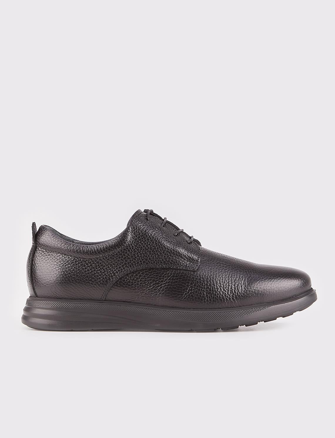 Genuine Leather Black EVA Sole Lace-up Men's Casual Shoes