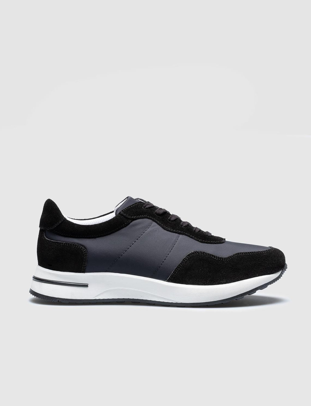Genuine Leather Black - Grey Lace-up Men's Athletic Shoes