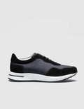 Genuine Leather Black - Grey Lace-up Men's Athletic Shoes