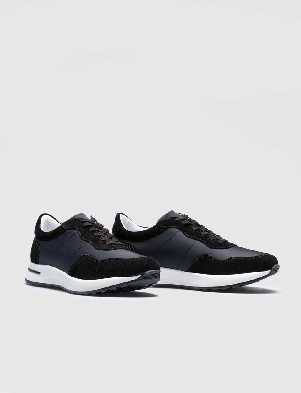 Genuine Leather Black - Grey Lace-up Men's Athletic Shoes
