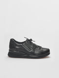 Genuine Leather Black Lace-up Women's Comfort Shoes