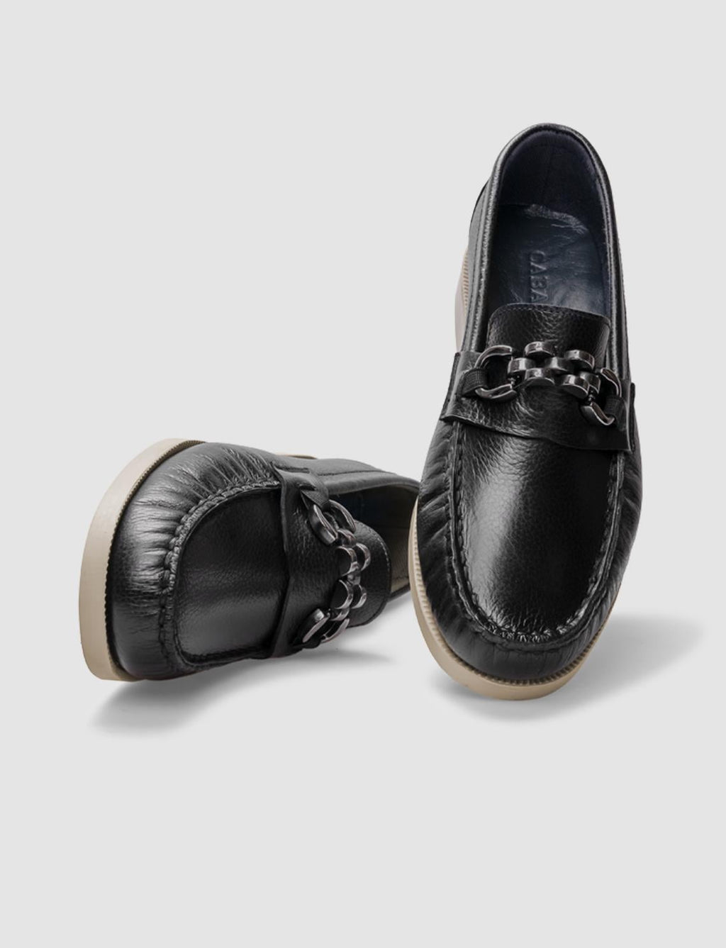 Genuine Leather Black Buckle Women's Casual Shoes