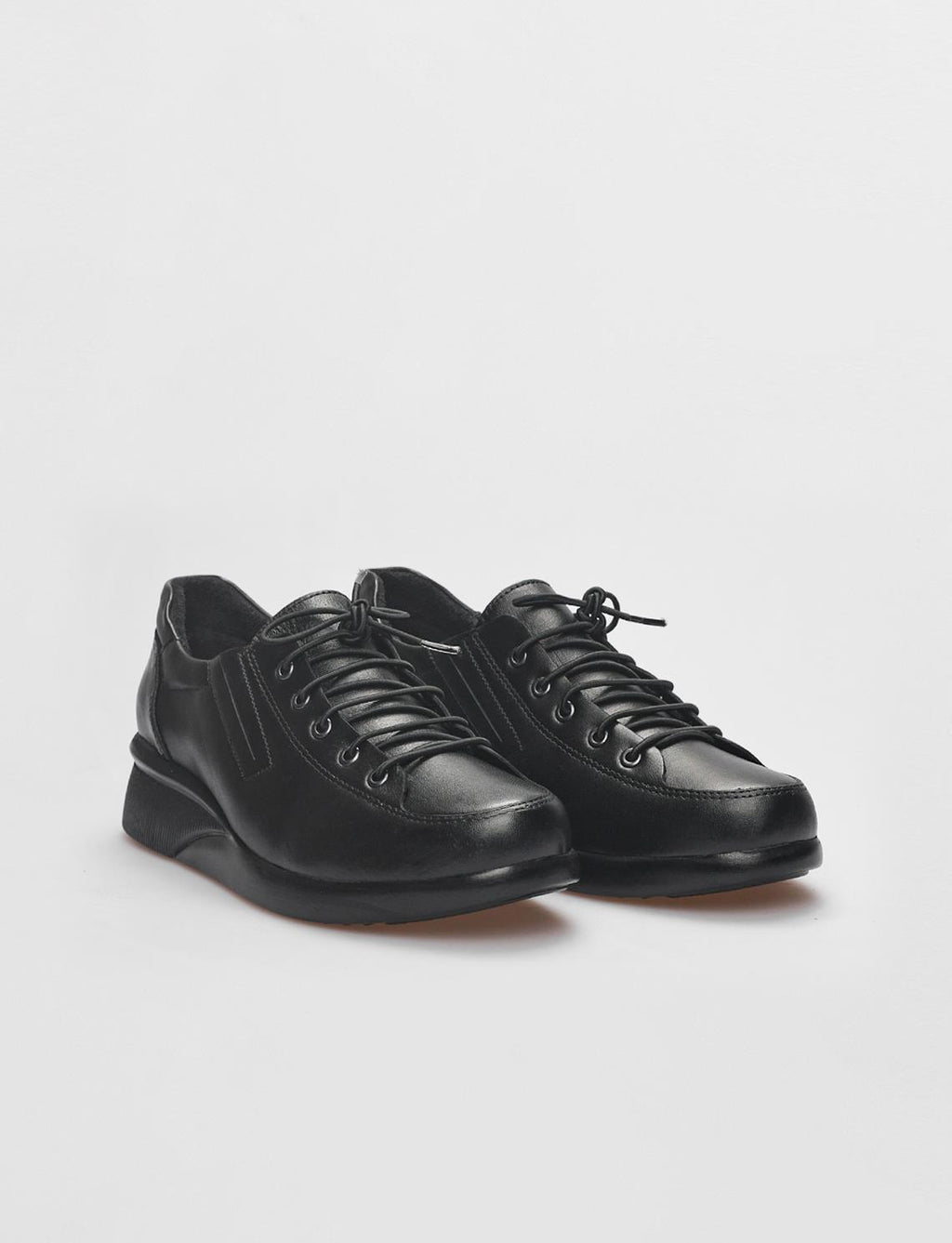 Genuine Leather Black Lace-up Women's Comfort Shoes