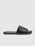 Genuine Leather Black Women's Flat Slippers