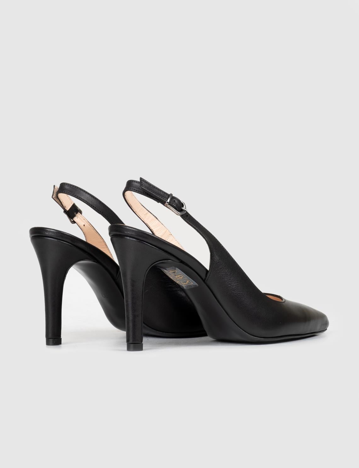 Genuine Leather Black Women's High-Heeled Shoes