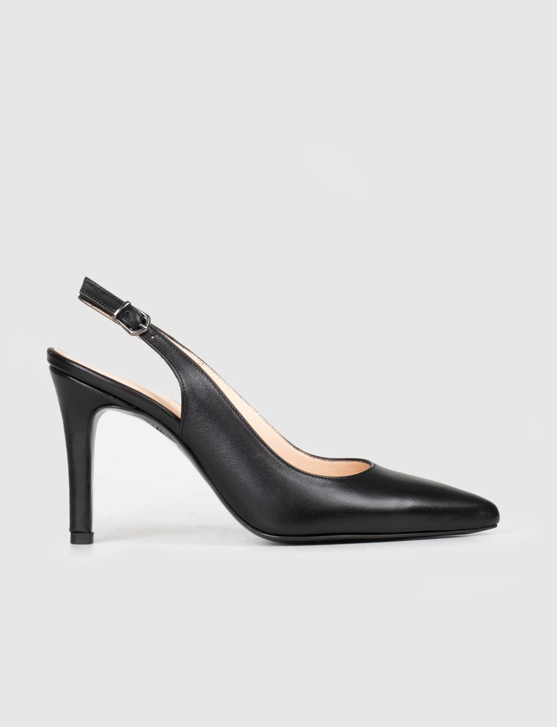Genuine Leather Black Women's High-Heeled Shoes