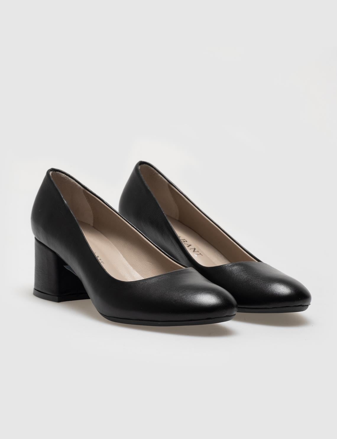 Genuine Leather Black Women's Chunky Heel Shoes