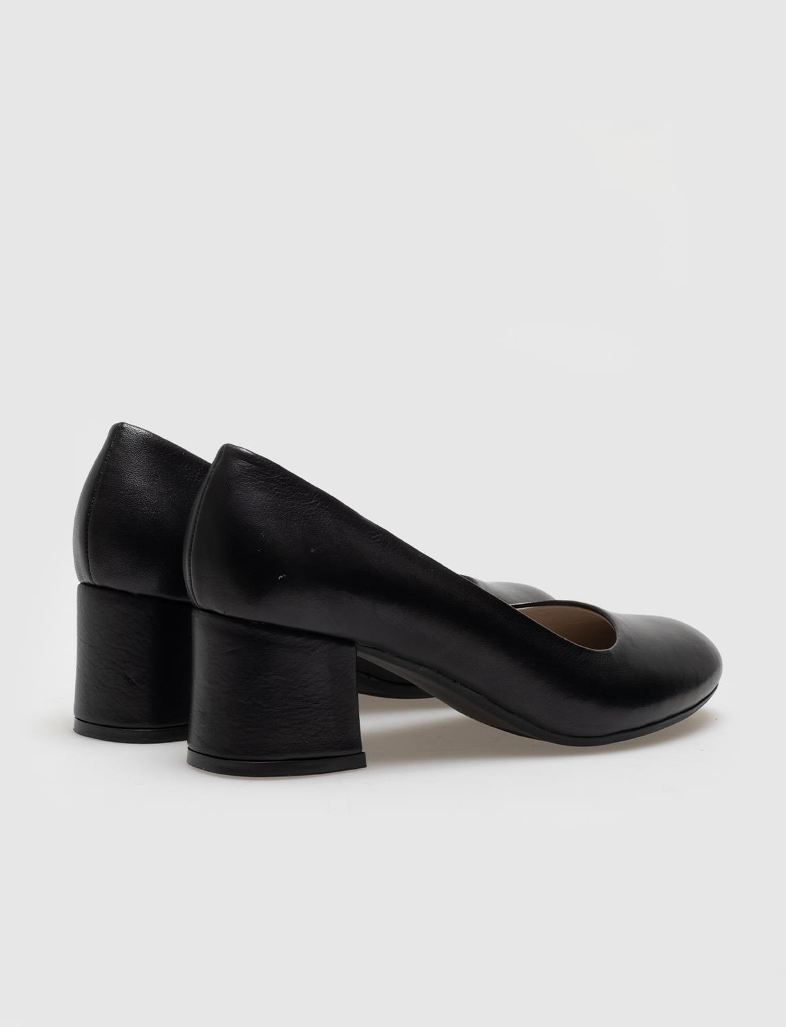 Genuine Leather Black Women's Chunky Heel Shoes
