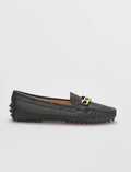 Genuine Leather Black Women's Loafer