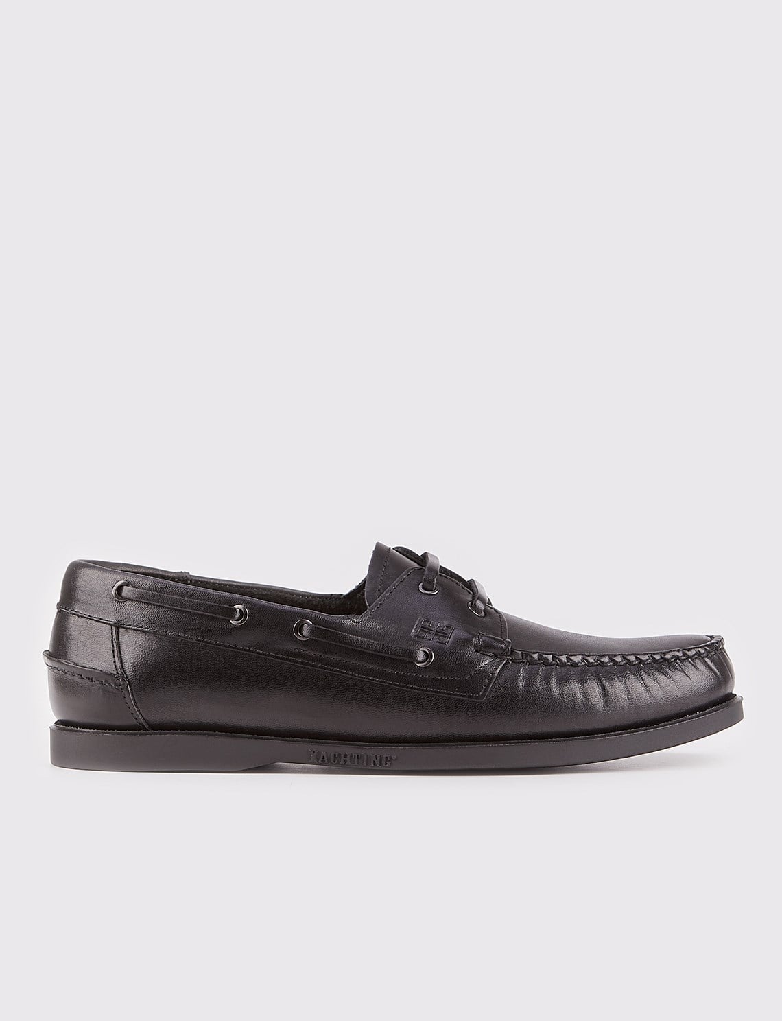 Genuine Leather Black Rubber Sole Lace-up Men's Casual Shoes