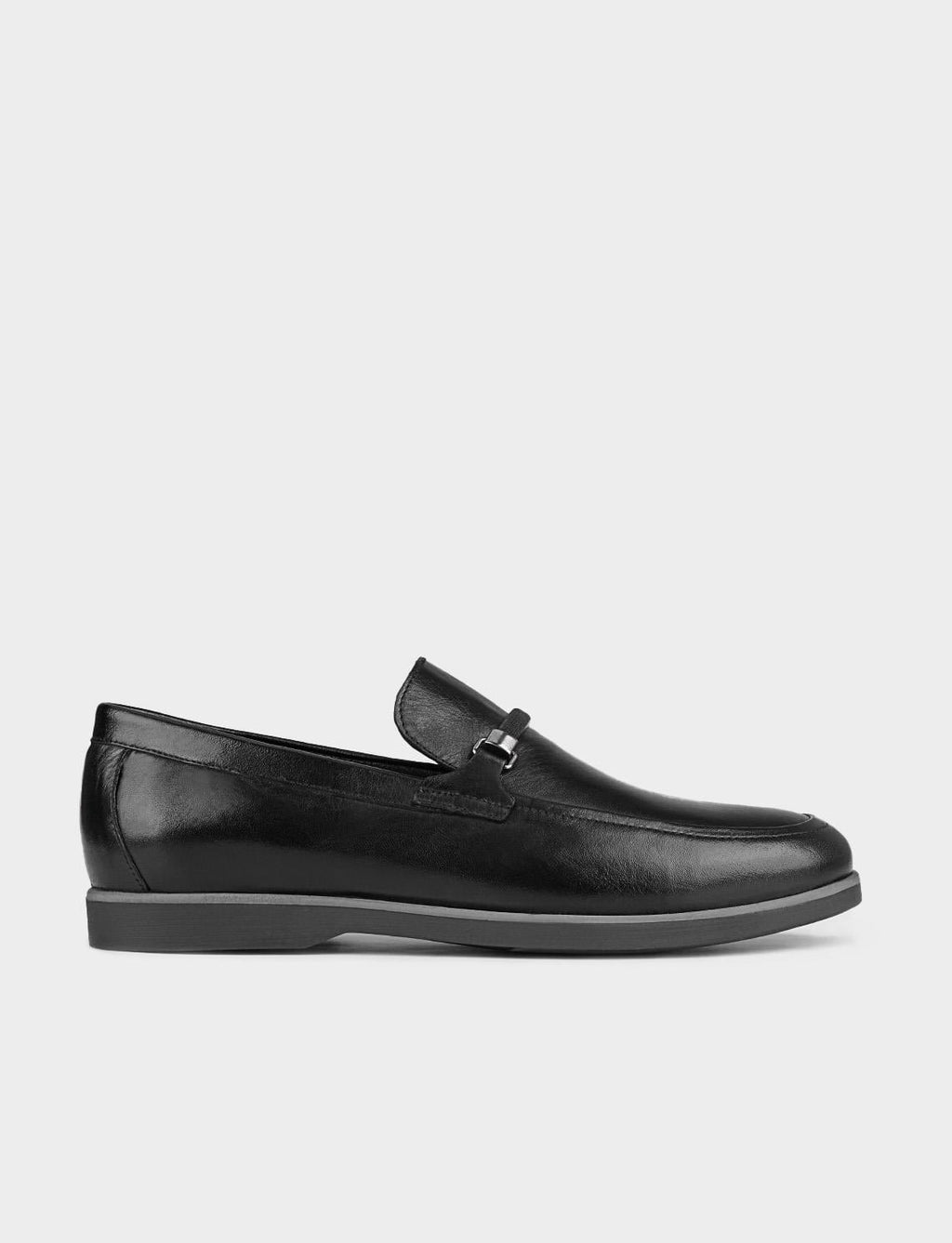 Genuine Leather Black Rubber Sole Men's Casual Shoes
