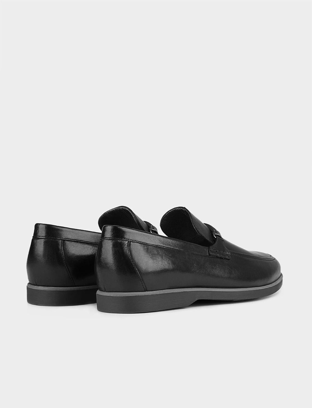 Genuine Leather Black Rubber Sole Men's Casual Shoes