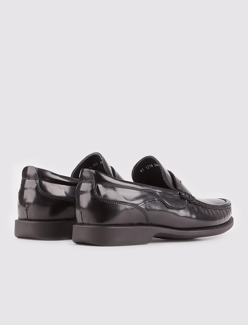 Genuine Leather Black Men's Casual Shoes with Non-Slip Rubber Sole