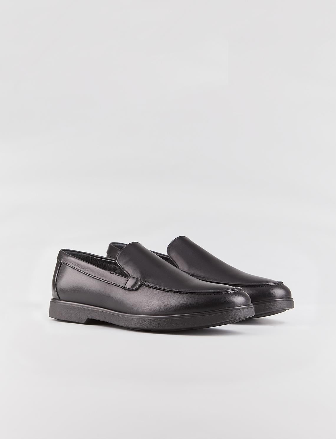 Genuine Leather Black Non-Slip Sole Men's Casual Shoes