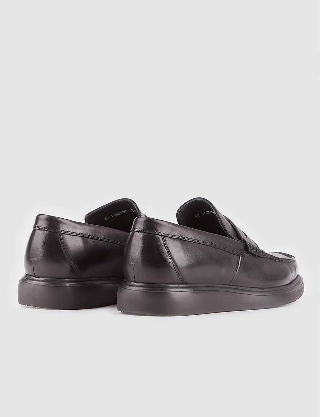 Genuine Leather Black Belted Men's Casual Loafer Shoes