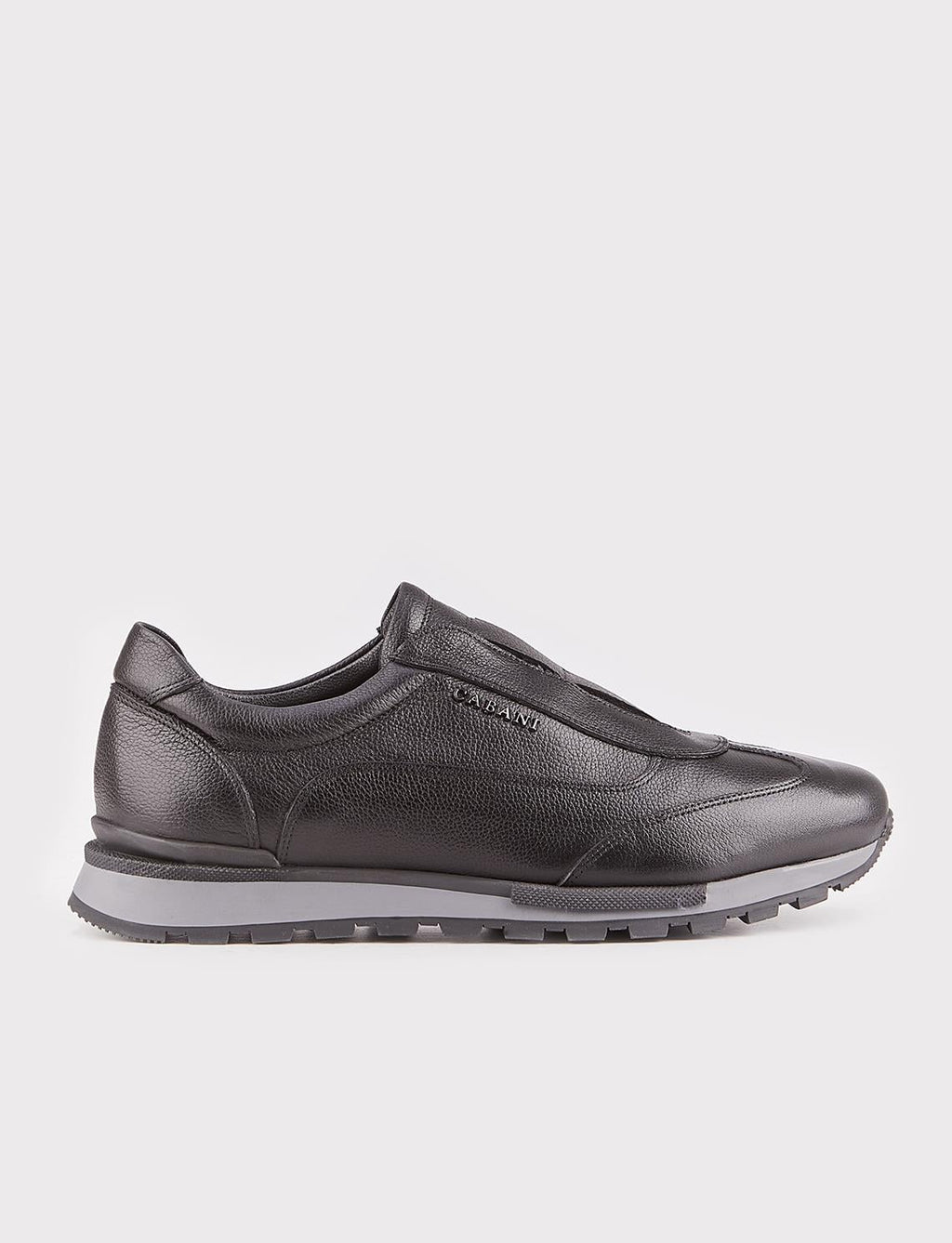 Genuine Leather Black Fur-Lined Laceless Men's Athletic Shoes