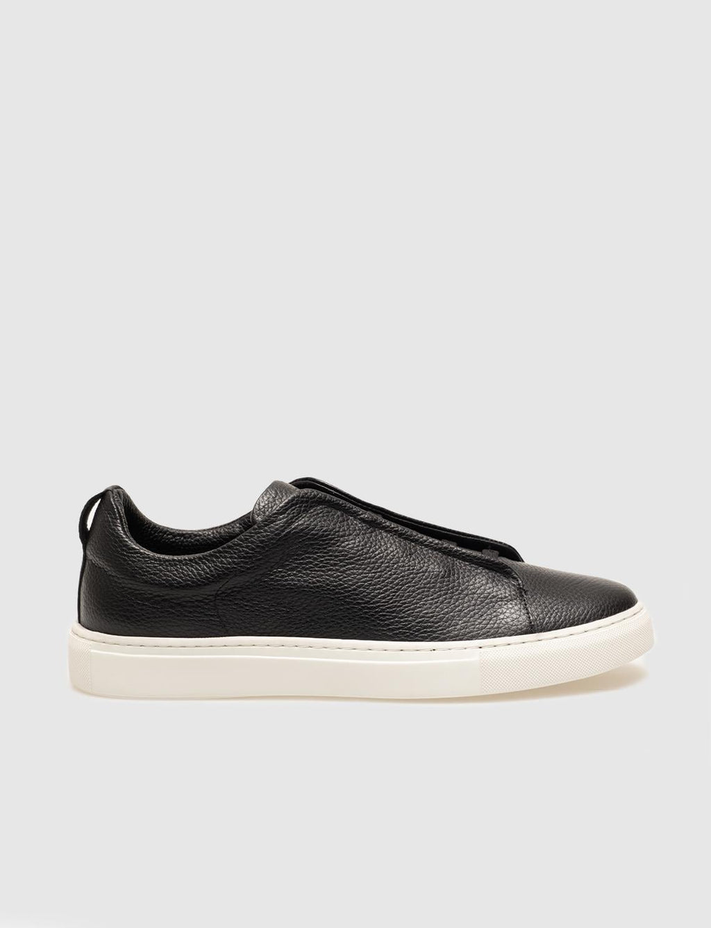 Genuine Leather Black Elastic Men's Athletic Shoes
