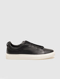 Genuine Leather Black Elastic Men's Athletic Shoes