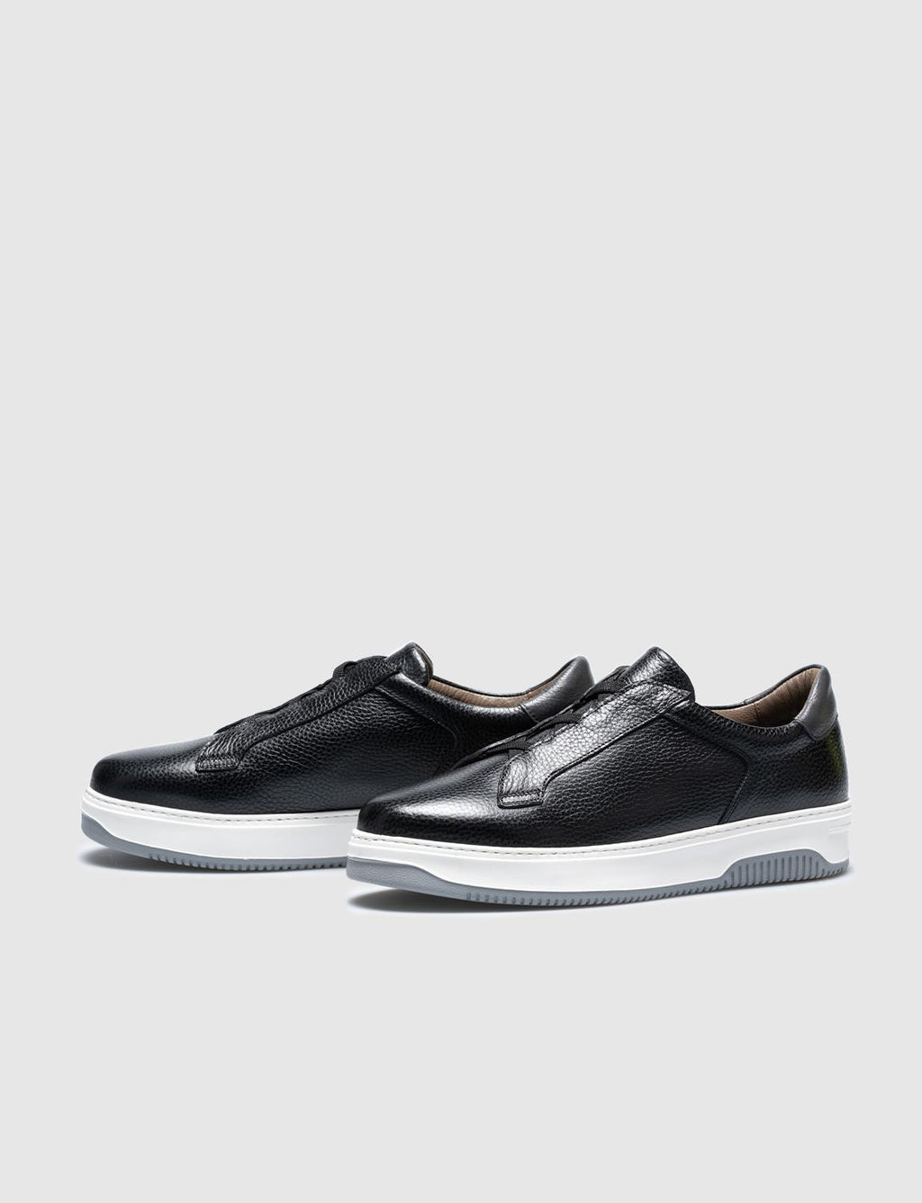 Genuine Leather Black Elastic Men's Athletic Shoes