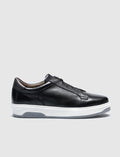 Genuine Leather Black Elastic Men's Athletic Shoes
