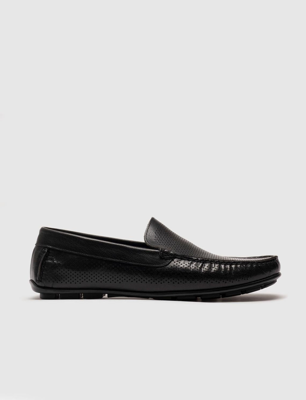 Genuine Leather Black Laser Cut Men's Casual Shoes