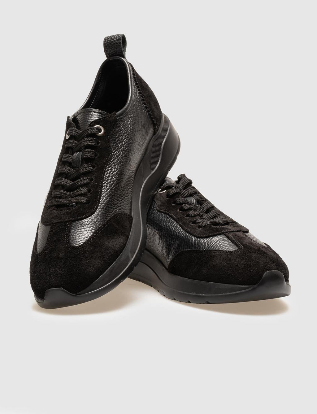 Genuine Leather Black Suede Lace-up Men's Athletic Shoes