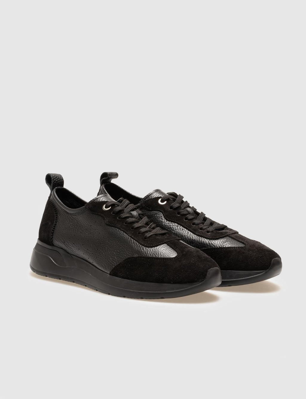 Genuine Leather Black Suede Lace-up Men's Athletic Shoes